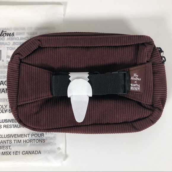 Justin Bieber x Tim Hortons Brown Corduroy Fannypack Tim Biebs Belt Bag NWT - Picture 3 of 7